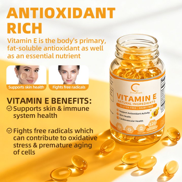 （2 Pack)Vitamin E Capsules,1000 IU Mixed Tocopherols, Antioxidant Protection & Immunity Boost Supplement, 120 Softgels