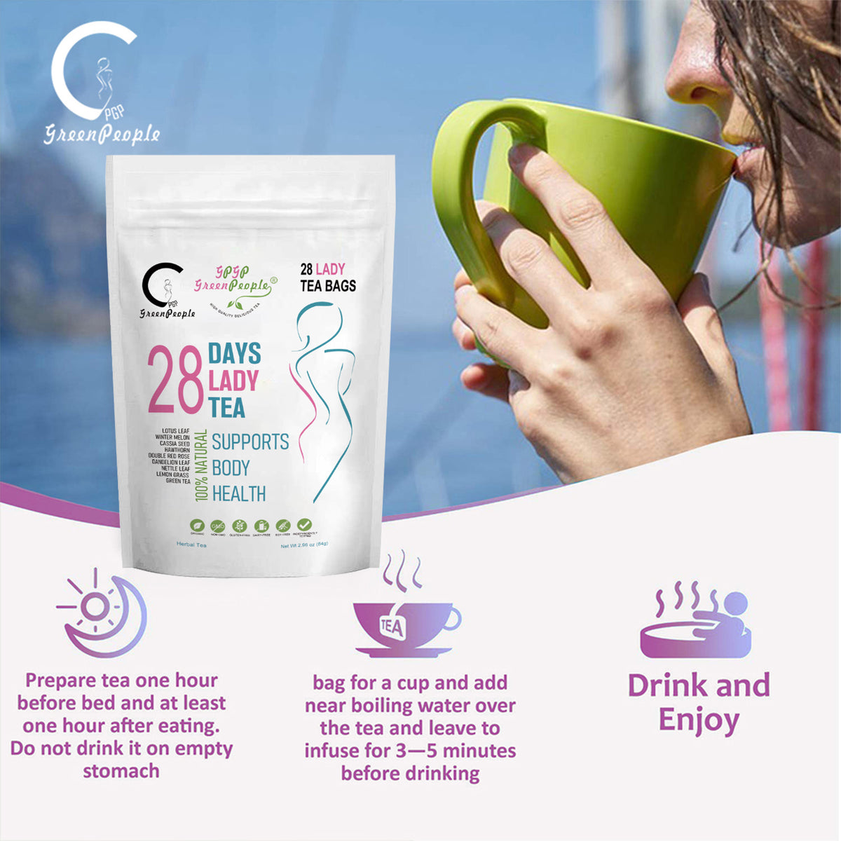 Skinny Boost 28 Day Detox Tea - Herbal Detox with Green Tea for Weight, Metabolism, Energy, Bloating - GPGP GREENPEOPLE