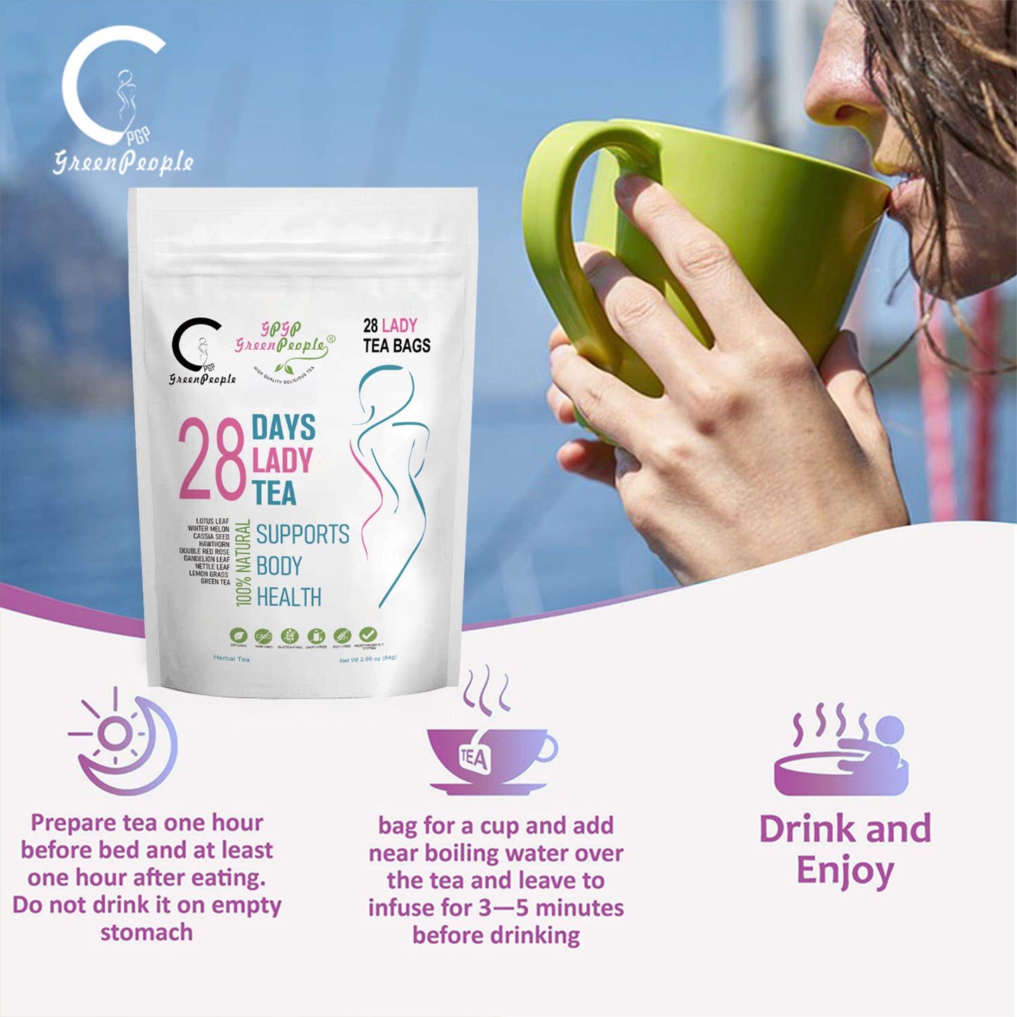 Skinny Boost 28 Day Detox Tea - Herbal Detox with Green Tea for Weight, Metabolism, Energy, Bloating