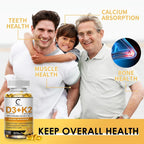 2 Packs Vitamin D3 K2 Supplement with Vitamin D3 5000 IU, 200 mcg Vitamin K2 MK-7 & Natural Coconut Oil, Plant Based 2-1 Formula for Bone, Teeth, Muscle -120 Ct - GPGP GREENPEOPLE