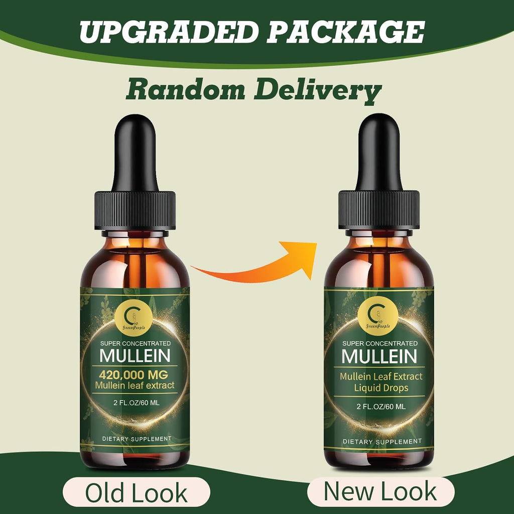 (2 Pack) Mullein Drops for Lungs - 14000mg Mullein Leaf Extract for Lung Detox & Cleanse, Support for Respiratory, Immune, Digestive System, Natural Mullein Liquid Tincture, Non-GMO, 4 FL OZ - GPGP GREENPEOPLE