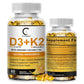 2 Packs Vitamin D3 K2 Supplement with Vitamin D3 5000 IU, 200 mcg Vitamin K2 MK-7 & Natural Coconut Oil, Plant Based 2-1 Formula for Bone, Teeth, Muscle -120 Ct
