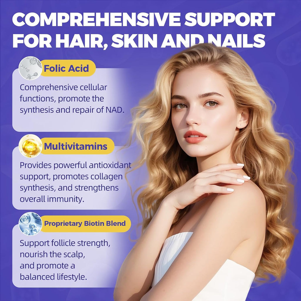GPGP GreenPeople Hair Growth biotin 20000MCG | Collagen | Keratin for Hair, Skin & Nails with Multivitamins & Minerals for Men & Women - 60 Capsules - GPGP GREENPEOPLE