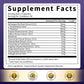 Supplement facts label showing melatonin blend with 13 active ingredients