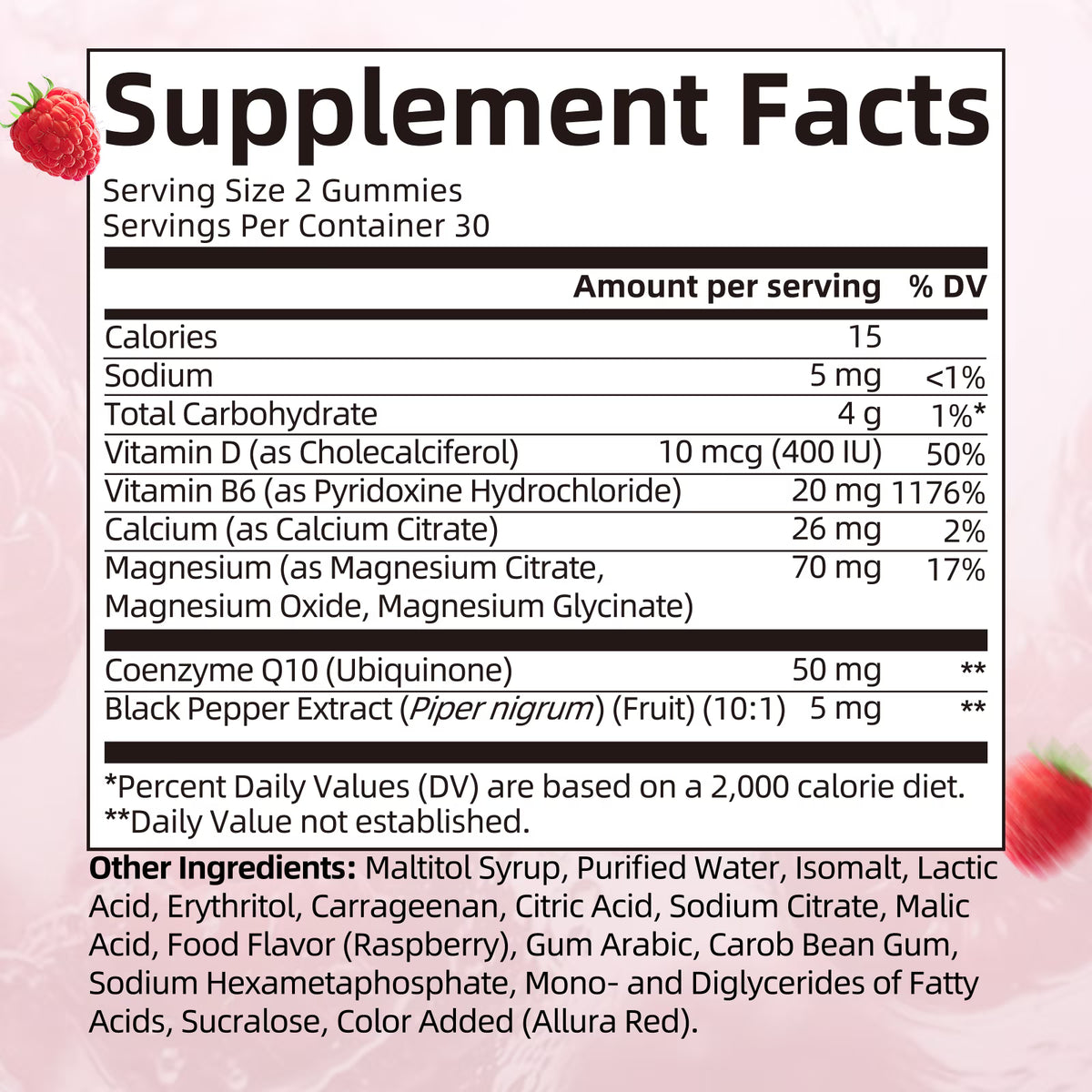 GPGP Magnesium Glycinate Gummies 400mg - Magnesium Potassium Supplement with Vitamin D, B6, CoQ10 for Relax, Sleep & Heart Health - 60 Raspberry Gummies