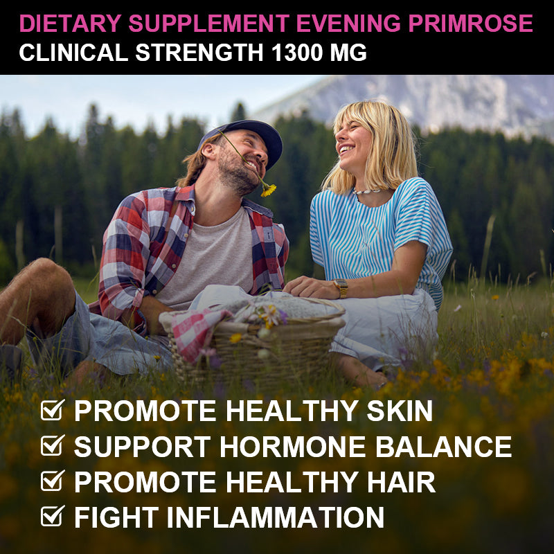 GPGP GreenPeople Evening Primrose Oil Supplements (1300mg) with Naturally Occurring GLA (Gamma-Linolenic Acid) for Face, Skin & Hair, 120 Softgels - GPGP GREENPEOPLE