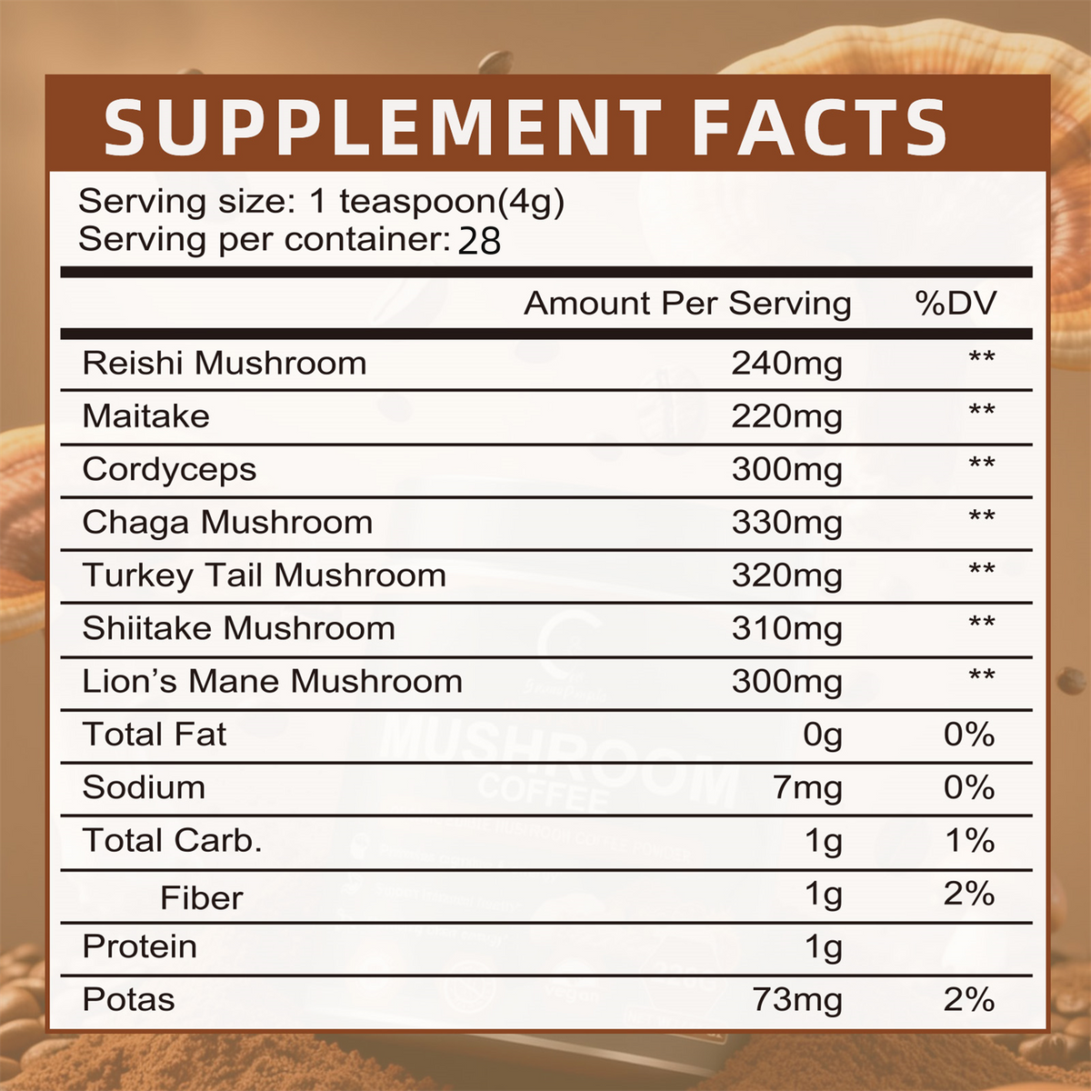 Mushroom Coffee Instant Powder with Adaptogen Blend (Lion's Mane, Reishi, Chaga, Cordyceps), Low Caffeine Coffee Alternative for Focus, Energy & Immune Support - 3.98oz - GPGP GREENPEOPLE