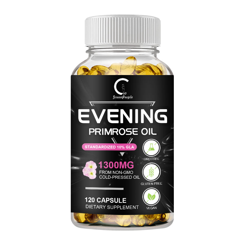 GPGP GreenPeople Evening Primrose Oil Supplements (1300mg) with Naturally Occurring GLA (Gamma-Linolenic Acid) for Face, Skin & Hair, 120 Softgels - GPGP GREENPEOPLE