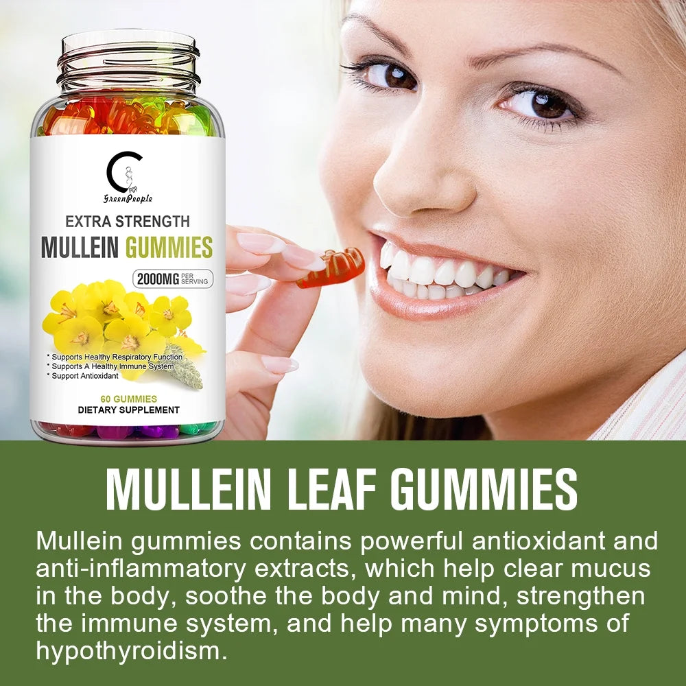 GPGP Mullein Leaf Gummies 2000mg, Respiratory System Health Support,Lung Cleansing & Detox, 60 Count - GPGP GREENPEOPLE