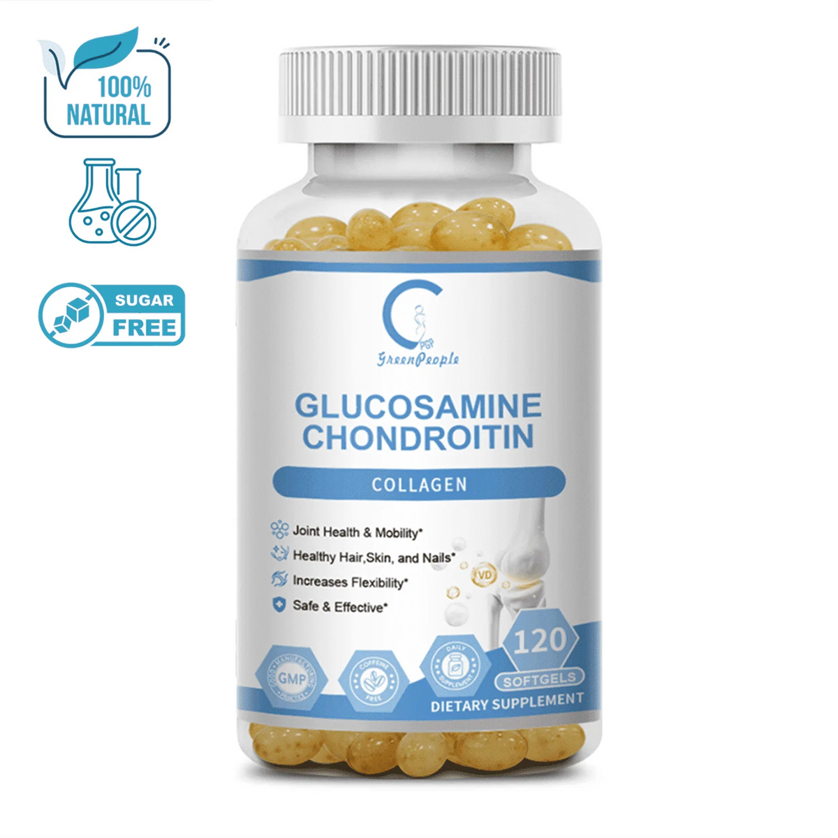 Glucosamine Chondroitin with MSM & Collagen, Supports Joint & Cartilage Health Supplement, High Absorption, Non-GMO & Vegan, 120 Capsules - Greenpeople - GPGP GREENPEOPLE