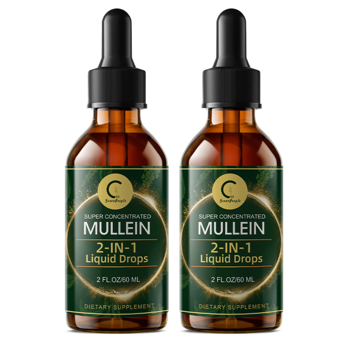 Mullein Drops for Lungs - Vegan Mullein Leaf Extract Liquid Tincture, Support for Respiratory, Immune, Digestive System, Natural Herbal Supplement, Non-GMO, 4 fl oz, 2 Pack - GPGP GREENPEOPLE