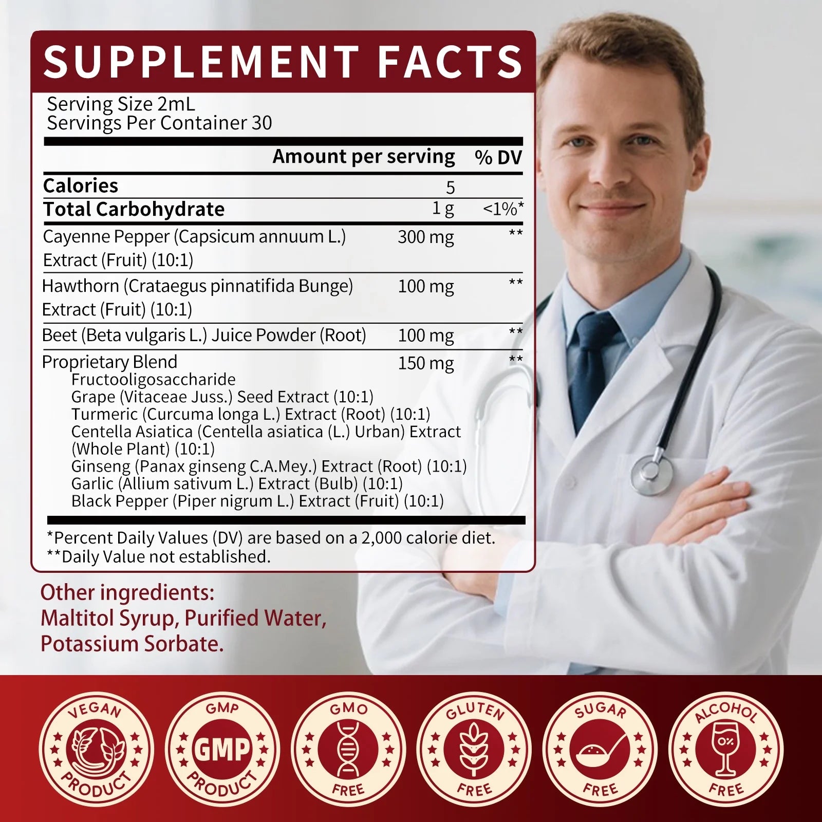 Cayenne Pepper Liquid Drops Supplement, w/Hawthorn Berry, Turmeric,Ginseng,Support Cardiovascular Health &Natural Detox,2FL oz - GPGP GREENPEOPLE