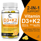 (2 PACK) Vitamin D3+K2 Capsules, Vitamin D3 5000 IU and Vitamin K MK7 200mcg | 240 Capsules - GPGP GREENPEOPLE