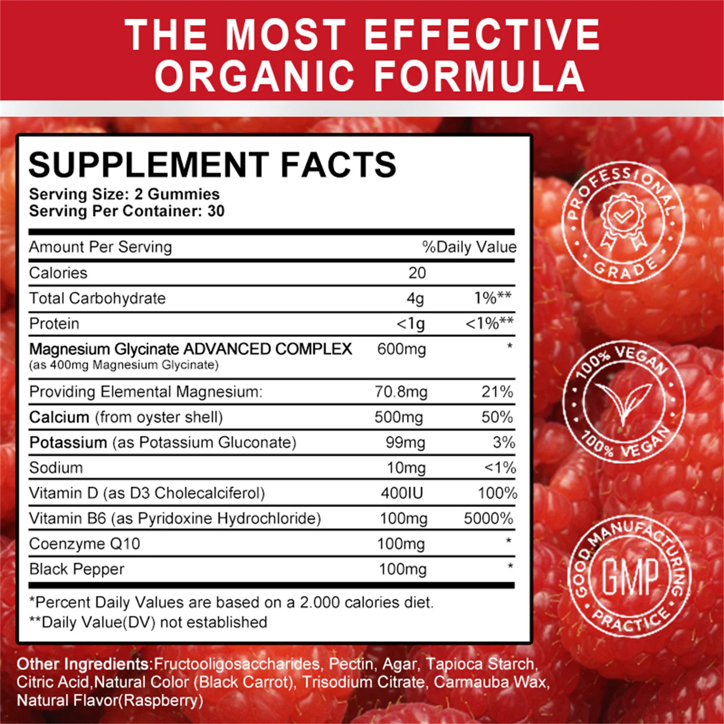 GPGP Magnesium Glycinate Gummies 400mg - Magnesium Supplement with Potassium, Vitamin D, B6 for Relax, Sleep & Immune, Magnesium Gummies for Women Men - 180 Raspberry Gummies (Sugar Free,3 Pack)