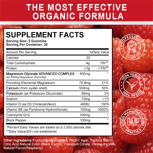 GPGP Magnesium Glycinate Gummies 400mg - Magnesium Supplement with Potassium, Vitamin D, B6 for Relax, Sleep & Immune, Magnesium Gummies for Women Men - 180 Raspberry Gummies (Sugar Free,3 Pack)