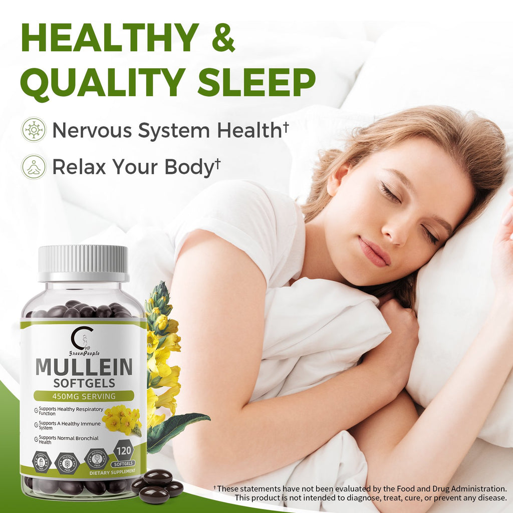 Mullein Leaf 450mg, Supports Respiratory & Bronchial Health, 120 Capsules - GPGP GREENPEOPLE