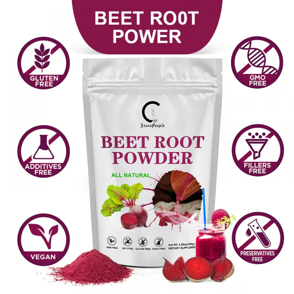Beet Root Powder - Natural Nitric Oxide Booster, Beet Juice Powder, Superfood for Healthy Heart, Beets Powder Supplement, Beetroot Powder,3.52 oz,2 Pack - GPGP GREENPEOPLE