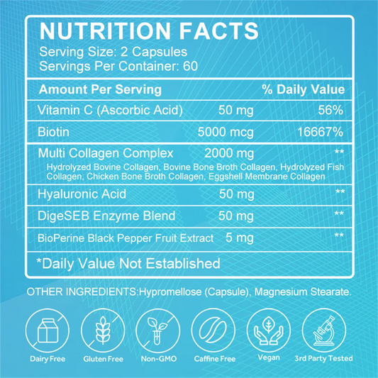 Multi-Collagen Capsules 5000mg for Joints Hair Skin and Nails Healthy, 240 Capsules