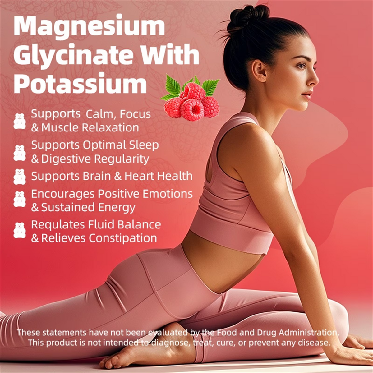 (2 Pack) GPGP Magnesium Glycinate Gummies 400mg Complex - Magnesium Supplement with Potassium, Vitamin D3, B6 - Supports Relaxation, Sleep & Bone Health - 120 Raspberry Gummies - GPGP GREENPEOPLE