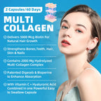 (2 PACK) Multi Collagen Capsules with Biotin & Vitamin C - 5 Types (I, II, III, V, X) - 120 Capsules - GPGP GREENPEOPLE