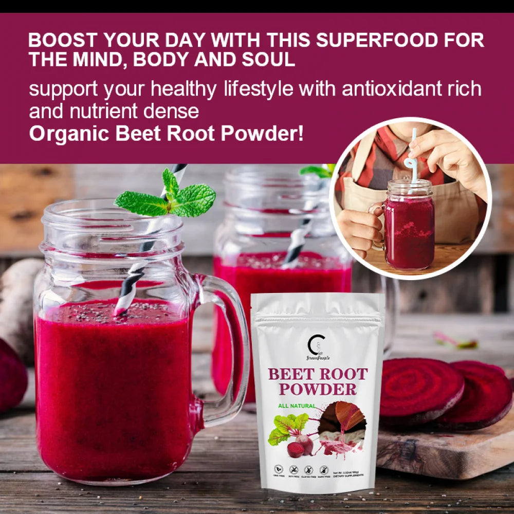 Beet Root Powder - Natural Nitric Oxide Booster, Beet Juice Powder, Superfood for Healthy Heart, Beets Powder Supplement, Beetroot Powder,3.52 oz,2 Pack - GPGP GREENPEOPLE
