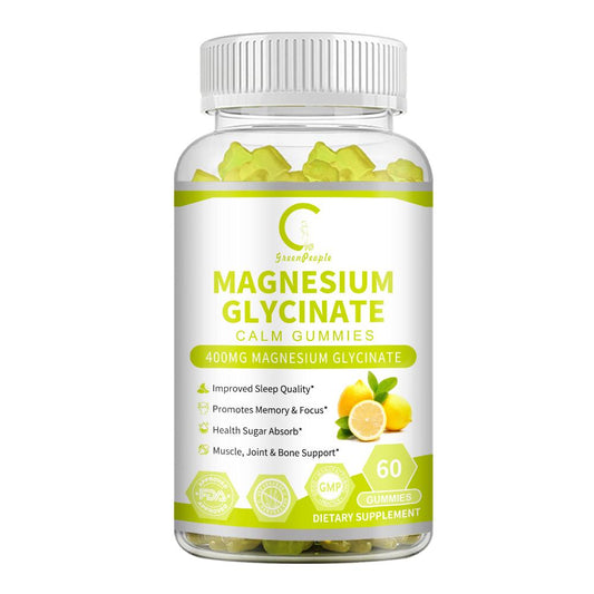 Magnesium Glycinate Gummies with Vitamin Coq10 Black Pepper Minerals 60Pcs Cramps Fatigue Relief Sleep Quality