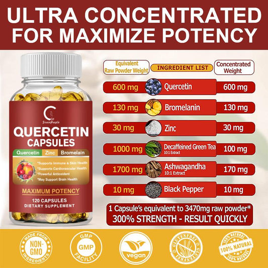 GPGP Greenpeople Quercetin capsules Heart Brain Health Support lmmune Defense Energy Booster Antioxidant Skin Beauty Health"
