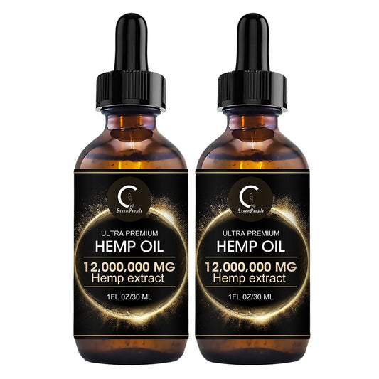 (2Pack) GPGP GreenPeople Natural Hemp Oil Extract 12,000,000MG, Immune System Support, Focus Calm, Stress, Mood, Pure Extract, Rich in Omega 3&6&9 Fatty Acids, 2 fl.oz.