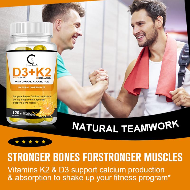 GPGP Greenpeople Organic D3K2 Capsules Teeth Skeletal Heart Health Support Immune Vitamin Complex Easy To Absorb Joint Health - GPGP GREENPEOPLE