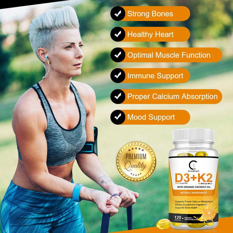 GPGP Greenpeople Organic D3K2 Capsules Teeth Skeletal Heart Health Support Immune Vitamin Complex Easy To Absorb Joint Health - GPGP GREENPEOPLE